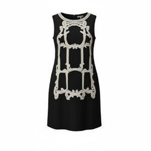 Molly Bracken Women's Embroidery Sleeveless Black & Off White‎ Dress Size Small